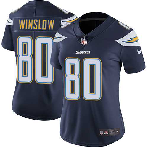 Women's Los Angeles Chargers #80 Kellen Winslow Navy Blue Team Color Stitched NFL Vapor Untouchable Limited Jersey