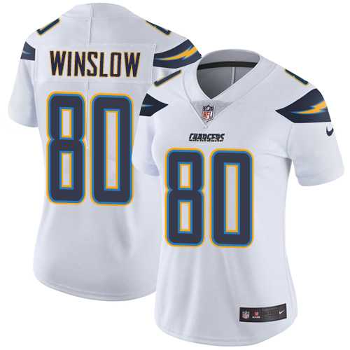 Women's Los Angeles Chargers #80 Kellen Winslow White Stitched NFL Vapor Untouchable Limited Jersey