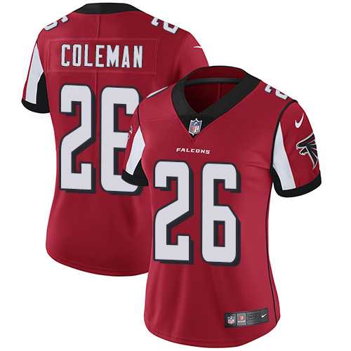 Women's Nike Atlanta Falcons #26 Tevin Coleman Red Team Color Stitched NFL Vapor Untouchable Limited Jersey