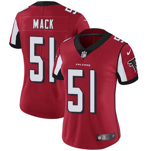 Women's Nike Atlanta Falcons #51 Alex Mack Red Team Color Stitched NFL Vapor Untouchable Limited Jersey