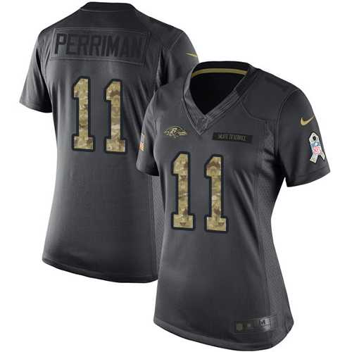 Women's Nike Baltimore Ravens #11 Breshad Perriman Black Stitched NFL Limited 2016 Salute to Service Jersey