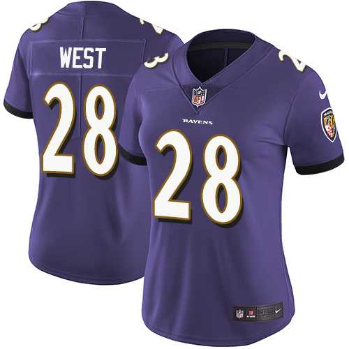 Women's Nike Baltimore Ravens #28 Terrance West Purple Team Color Stitched NFL Vapor Untouchable Limited Jersey