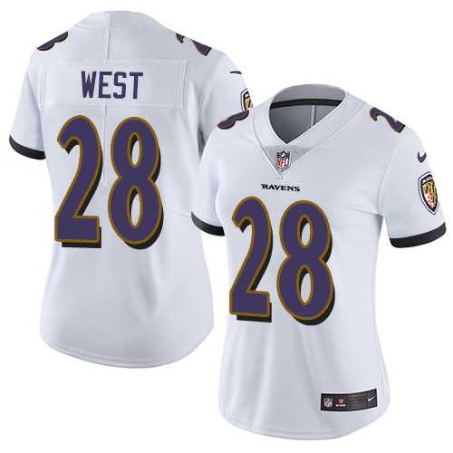 Women's Nike Baltimore Ravens #28 Terrance West White Stitched NFL Vapor Untouchable Limited Jersey