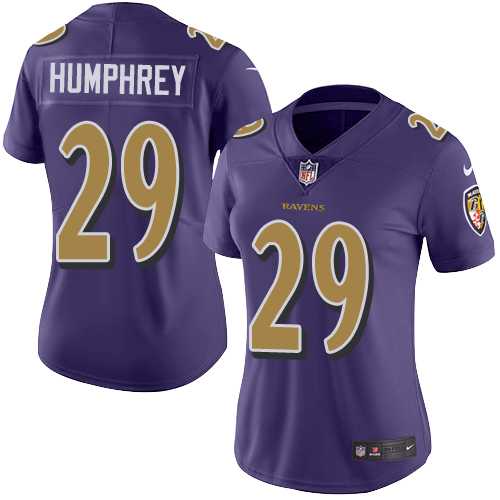 Women's Nike Baltimore Ravens #29 Marlon Humphrey Purple Stitched NFL Limited Rush Jersey
