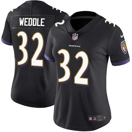 Women's Nike Baltimore Ravens #32 Eric Weddle Black Alternate Stitched NFL Vapor Untouchable Limited Jersey