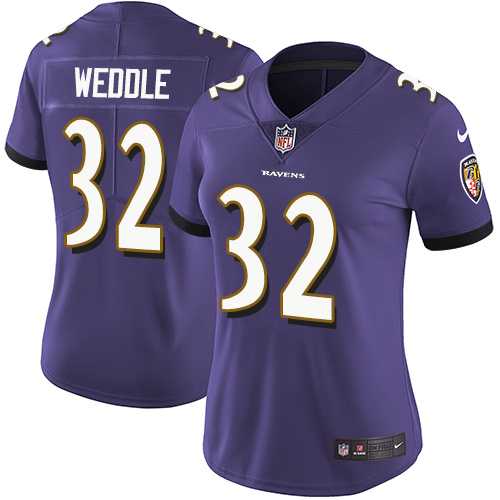 Women's Nike Baltimore Ravens #32 Eric Weddle Purple Team Color Stitched NFL Vapor Untouchable Limited Jersey