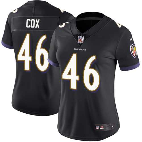 Women's Nike Baltimore Ravens #46 Morgan Cox Black Alternate Stitched NFL Vapor Untouchable Limited Jersey Women's Nike Baltimore Ravens #46 Morgan Cox Black Alternate Stitched NFL Vapor Untouchable Limited Jersey