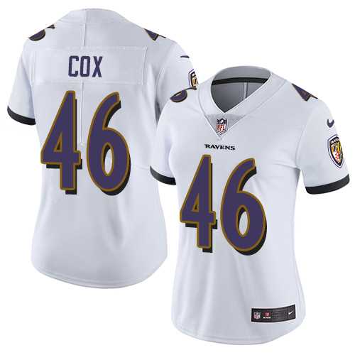 Women's Nike Baltimore Ravens #46 Morgan Cox White Stitched NFL Vapor Untouchable Limited Jersey Women's Nike Baltimore Ravens #46 Morgan Cox White Stitched NFL Vapor Untouchable Limited Jersey