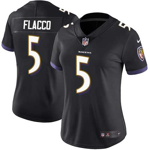 Women's Nike Baltimore Ravens #5 Joe Flacco Black Alternate Stitched NFL Vapor Untouchable Limited Jersey