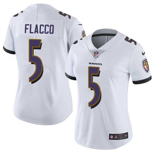 Women's Nike Baltimore Ravens #5 Joe Flacco White Stitched NFL Vapor Untouchable Limited Jersey