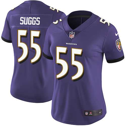 Women's Nike Baltimore Ravens #55 Terrell Suggs Purple Team Color Stitched NFL Vapor Untouchable Limited Jersey