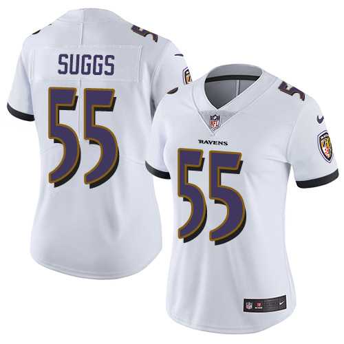 Women's Nike Baltimore Ravens #55 Terrell Suggs White Stitched NFL Vapor Untouchable Limited Jersey Women's Nike Baltimore Ravens #55 Terrell Suggs White Stitched NFL Vapor Untouchable Limited Jersey