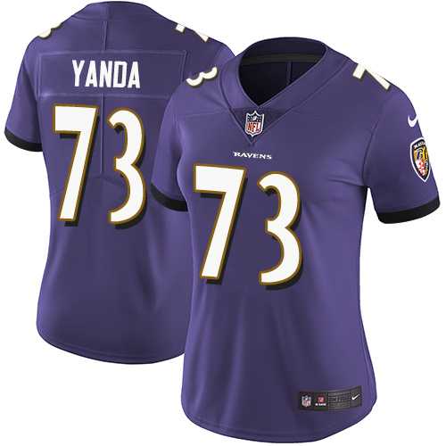 Women's Nike Baltimore Ravens #73 Marshal Yanda Purple Team Color Stitched NFL Vapor Untouchable Limited Jersey