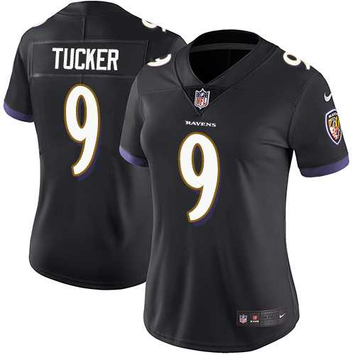 Women's Nike Baltimore Ravens #9 Justin Tucker Black Alternate Stitched NFL Vapor Untouchable Limited Jersey