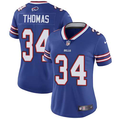 Women's Nike Buffalo Bills #34 Thurman Thomas Royal Blue Team Color Stitched NFL Vapor Untouchable Limited Jersey