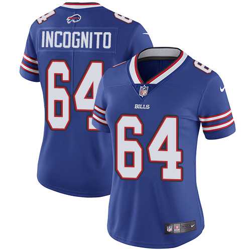 Women's Nike Buffalo Bills #64 Richie Incognito Royal Blue Team Color Stitched NFL Vapor Untouchable Limited Jersey Women's Nike Buffalo Bills #64 Richie Incognito Royal Blue Team Color Stitched NFL Vapor Untouchable Limited Jersey