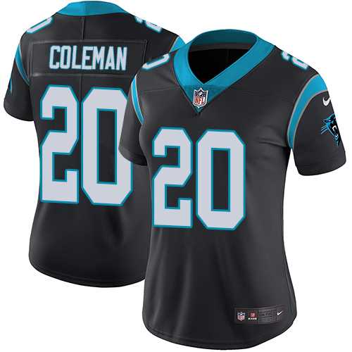 Women's Nike Carolina Panthers #20 Kurt Coleman Black Team Color Stitched NFL Vapor Untouchable Limited Jersey