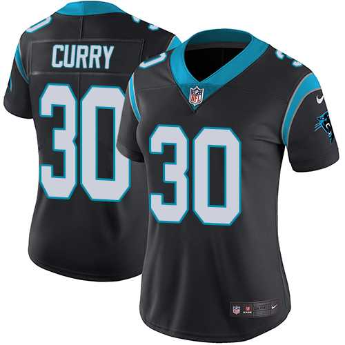 Women's Nike Carolina Panthers #30 Stephen Curry Black Team Color Stitched NFL Vapor Untouchable Limited Jersey
