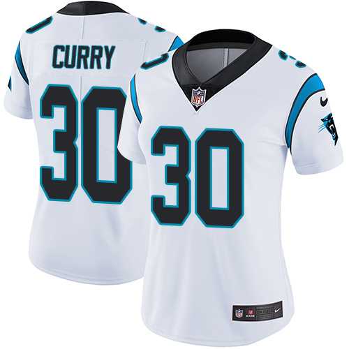 Women's Nike Carolina Panthers #30 Stephen Curry White Stitched NFL Vapor Untouchable Limited Jersey