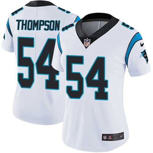 Women's Nike Carolina Panthers #54 Shaq Thompson White Stitched NFL Vapor Untouchable Limited Jersey