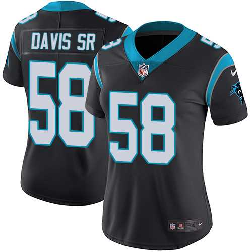Women's Nike Carolina Panthers #58 Thomas Davis Sr Black Team Color Stitched NFL Vapor Untouchable Limited Jersey