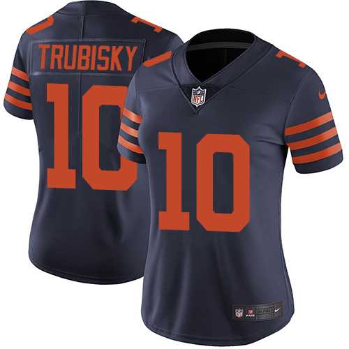 Women's Nike Chicago Bears #10 Mitchell Trubisky Navy Blue Alternate Stitched NFL Vapor Untouchable Limited Jersey