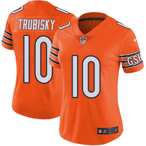 Women's Nike Chicago Bears #10 Mitchell Trubisky Orange Stitched NFL Limited Rush Jersey Women's Nike Chicago Bears #10 Mitchell Trubisky Orange Stitched NFL Limited Rush Jersey