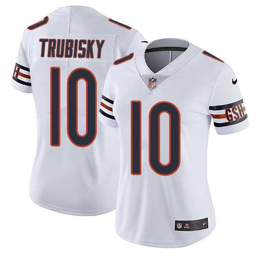 Women's Nike Chicago Bears #10 Mitchell Trubisky White Stitched NFL Vapor Untouchable Limited Jersey