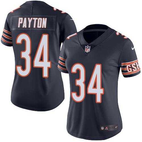 Women's Nike Chicago Bears #34 Walter Payton Navy Blue Team Color Stitched NFL Vapor Untouchable Limited Jersey
