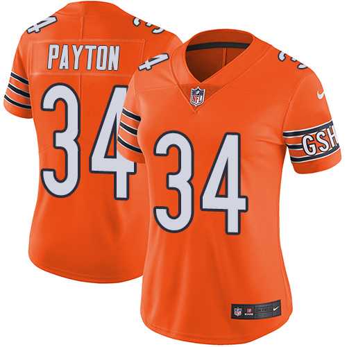 Women's Nike Chicago Bears #34 Walter Payton Orange Stitched NFL Limited Rush Jersey