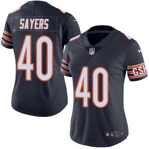 Women's Nike Chicago Bears #40 Gale Sayers Navy Blue Team Color Stitched NFL Vapor Untouchable Limited Jersey