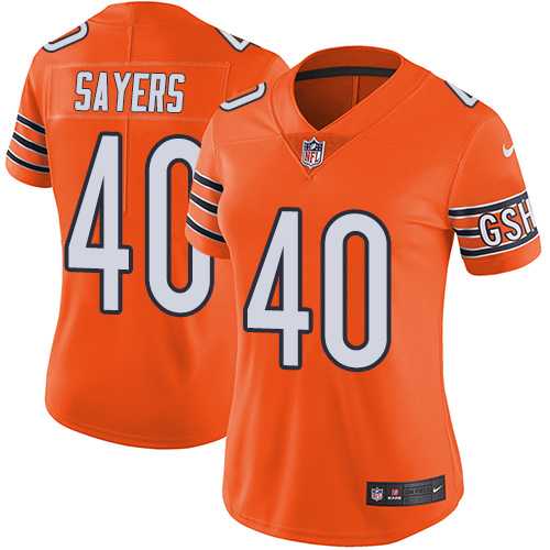 Women's Nike Chicago Bears #40 Gale Sayers Orange Stitched NFL Limited Rush Jersey