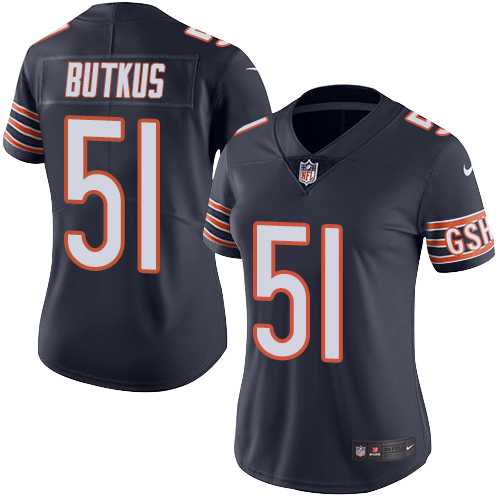 Women's Nike Chicago Bears #51 Dick Butkus Navy Blue Team Color Stitched NFL Vapor Untouchable Limited Jersey