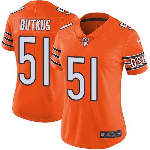 Women's Nike Chicago Bears #51 Dick Butkus Orange Stitched NFL Limited Rush Jersey