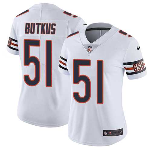 Women's Nike Chicago Bears #51 Dick Butkus White Stitched NFL Vapor Untouchable Limited Jersey