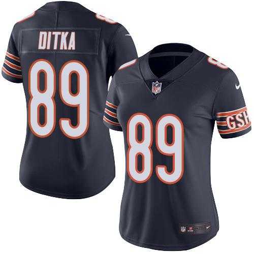 Women's Nike Chicago Bears #89 Mike Ditka Navy Blue Team Color Stitched NFL Vapor Untouchable Limited Jersey