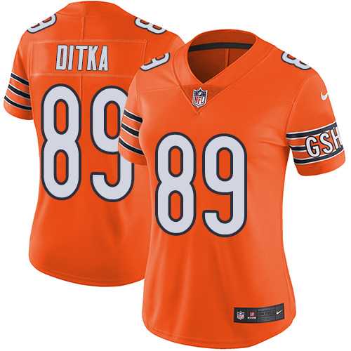 Women's Nike Chicago Bears #89 Mike Ditka Orange Stitched NFL Limited Rush Jersey