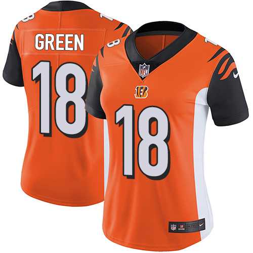 Women's Nike Cincinnati Bengals #18 A.J. Green Orange Alternate Stitched NFL Vapor Untouchable Limited Jersey Women's Nike Cincinnati Bengals #18 A.J. Green Orange Alternate Stitched NFL Vapor Untouchable Limited Jersey
