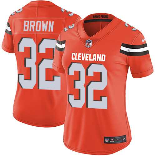 Women's Nike Cleveland Browns #32 Jim Brown Orange Alternate Stitched NFL Vapor Untouchable Limited Jersey