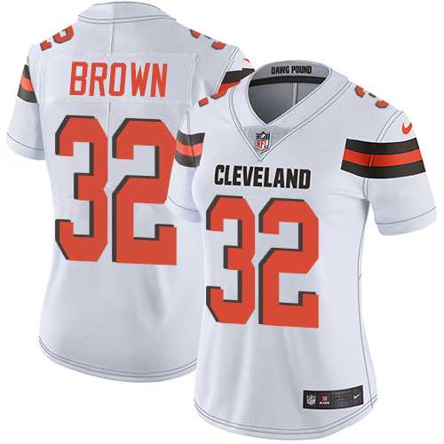 Women's Nike Cleveland Browns #32 Jim Brown White Stitched NFL Vapor Untouchable Limited Jersey