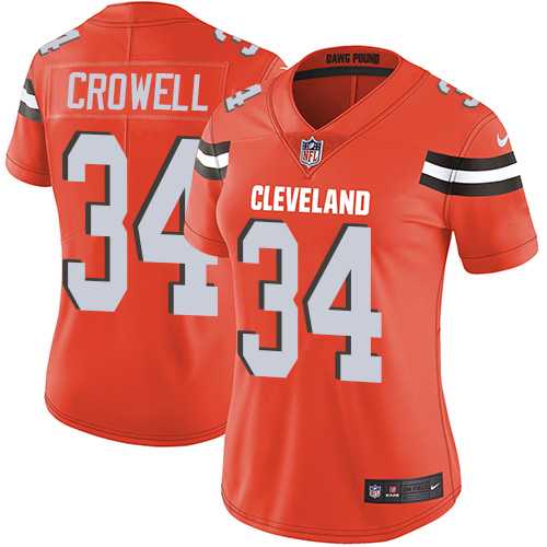 Women's Nike Cleveland Browns #34 Isaiah Crowell Orange Alternate Stitched NFL Vapor Untouchable Limited Jersey