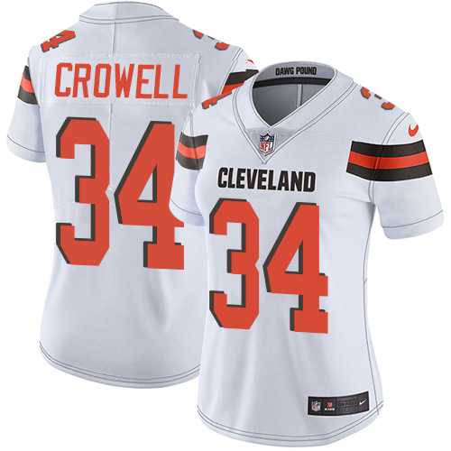 Women's Nike Cleveland Browns #34 Isaiah Crowell White Stitched NFL Vapor Untouchable Limited Jersey