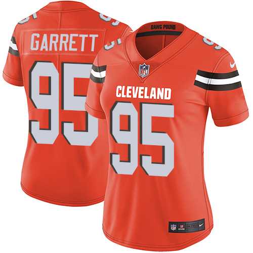 Women's Nike Cleveland Browns #95 Myles Garrett Orange Alternate Stitched NFL Vapor Untouchable Limited Jersey