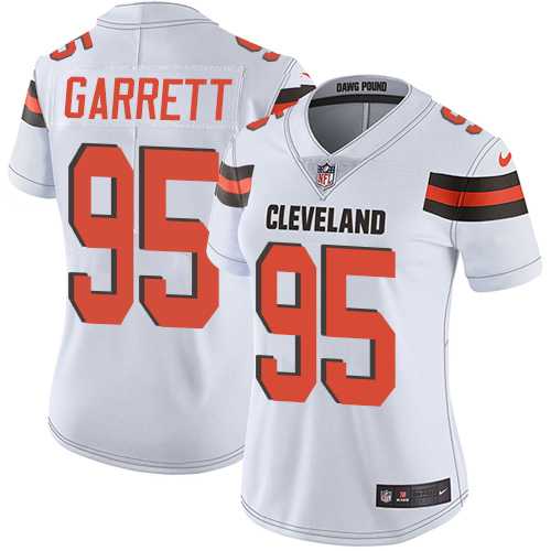Women's Nike Cleveland Browns #95 Myles Garrett White Stitched NFL Vapor Untouchable Limited Jersey
