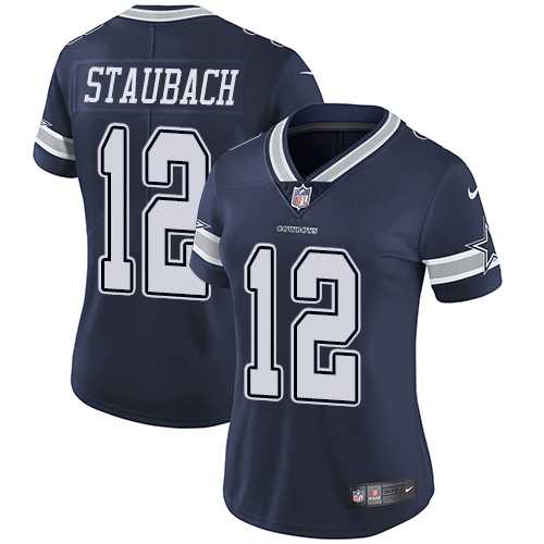 Women's Nike Dallas Cowboys #12 Roger Staubach Navy Blue Team Color Stitched NFL Vapor Untouchable Limited Jersey