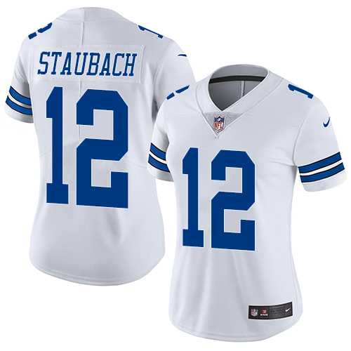 Women's Nike Dallas Cowboys #12 Roger Staubach White Stitched NFL Vapor Untouchable Limited Jersey