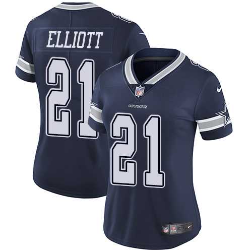 Women's Nike Dallas Cowboys #21 Ezekiel Elliott Navy Blue Team Color Stitched NFL Vapor Untouchable Limited Jersey