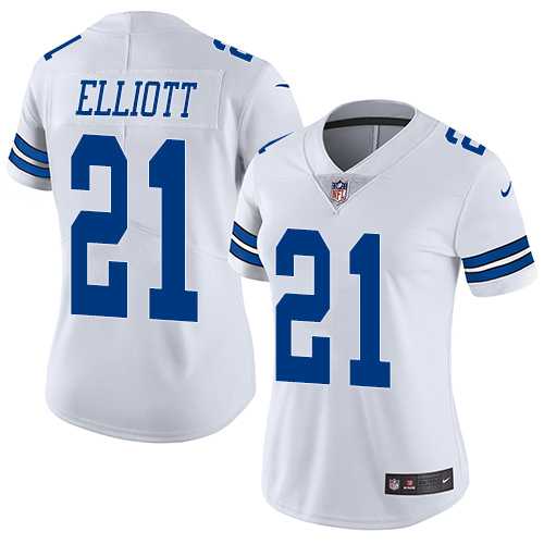 Women's Nike Dallas Cowboys #21 Ezekiel Elliott White Stitched NFL Vapor Untouchable Limited Jersey
