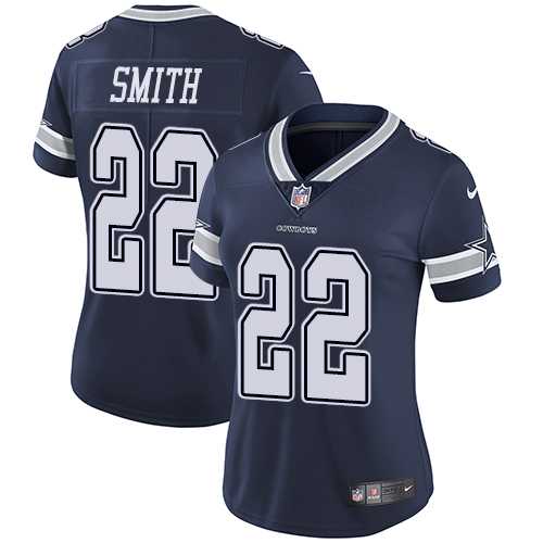 Women's Nike Dallas Cowboys #22 Emmitt Smith Navy Blue Team Color Stitched NFL Vapor Untouchable Limited Jersey