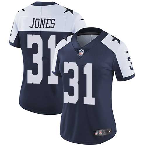Women's Nike Dallas Cowboys #31 Byron Jones Navy Blue Thanksgiving Stitched NFL Vapor Untouchable Limited Throwback Jersey